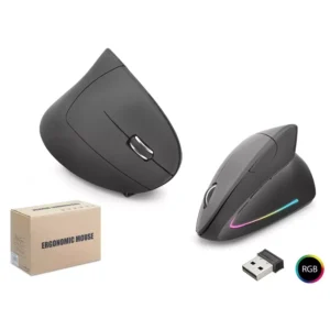 ND1211 Ergonomik Dikey Gaming Mouse Dual Mode 1600 DPI Sessiz RGB SİYAH